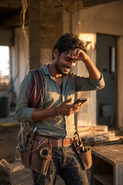 An electrician at a construction site